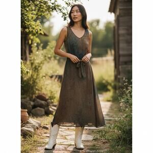 Unique Vintage 80s Bonnie Strauss Long Dress 12 Cut Out Western Floral Festival